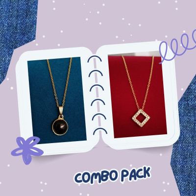 MANZIL Gold-plated Ruby Alloy Pendant Set