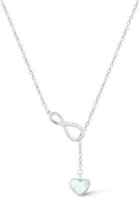 RANISHAA Infinity Heart Necklace with Crystal Accents and Heart Pendant, White Zircon Sterling Silver Pendant