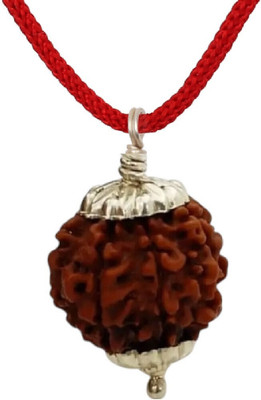 RIKIJAZ Nepali 4 Mukhi Rudraksha Original Natural Siddha Four Face Rudraksha with Thread Silver Wood Pendant
