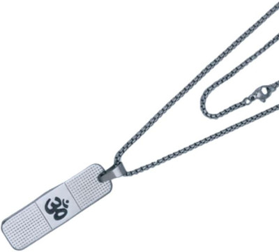 Kuttumb Gems & Jewels Om Dotted Pendant With Chain For Unisex Brass Locket Set