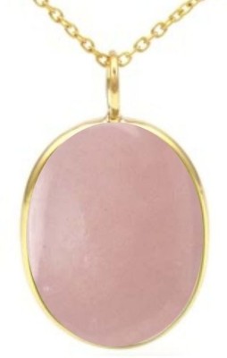 Gemzonite Rose Quartz Healing Gemstone Certified Precious Stone Pendant For Men & Women Gold-plated Quartz Brass Pendant