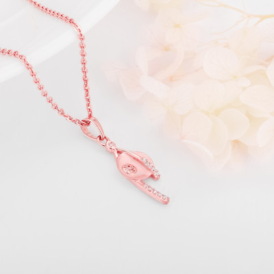GIVA Sterling Silver Rose Gold Necklace for Womens and Girls Rhodium Zircon Sterling Silver Pendant