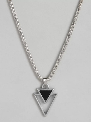 Harsh Enterprises unisex stylish funky geometric dual traingle pendant with chain Silver Stainless Steel Locket