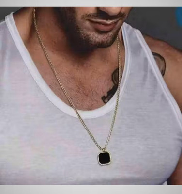 Fab Creations Square Pendant for Men and Women Stainless Steel__F104 Gold-plated Alloy Pendant Set
