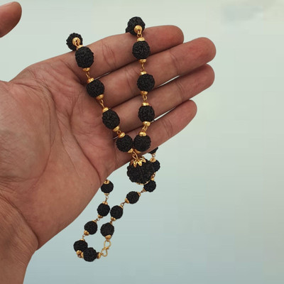 Guruji Imitation Company Natural & Original 5 Mukhi Rudraksha Mala Cap Mala For Men & Women Gold-plated Beads Brass, Alloy Pendant Set