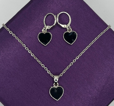 KRISHMAYATOZ Fancy heart chain pendal set Silver Crystal Alloy Pendant Set