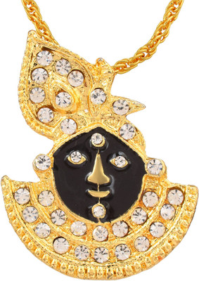 Morvi Gold Plated CZ Lord Shree Krishna, Shree Nath ji, Radha Krishna Pendant Locket Gold-plated Cubic Zirconia Brass Pendant