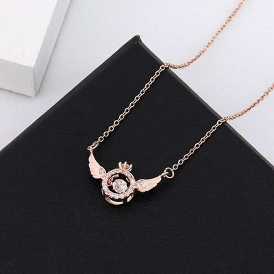 Pitaamaa Golden Ring Shape Necklace for girls and Women MRT-28 Gold-plated Crystal Brass Pendant Set