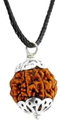 SPRIGEMS 5 Mukhi Nepali Rudraksha Five Face Rudraksha Nepali Lab Certified Wood Pendant Stainless Steel Pendant