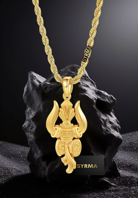 syrma Shiv Trishul Pendant for Men and Women, Trishul Locket for Boy and Girl Silver Stainless Steel Locket