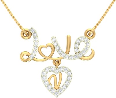 Kanak Jewels Valentine Hanging Alphabet letter V Hanging Gold plated Heart Latest American Diamond for Women Girls Girlfriend Men Boys Couples Lovers Design Gold and Rhodium alphabet Cubic Zirconia Brass Chain Pendant Gold-plated Cubic Zirconia Brass Pendant