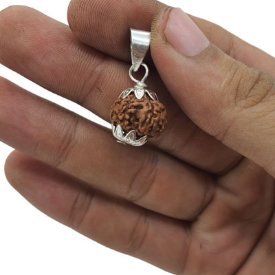 urbanzebra ORIGINAL(NEPALI) 7 MUKHI RUDRAKSHA Wood Pendant Silver Wood Locket Set