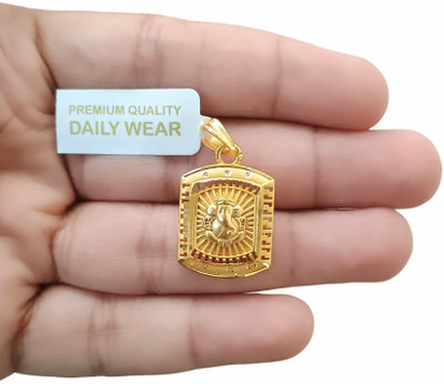 SAPNAPALACE Ganesha rectangle shaped gold pendant Gold-plated Brass Pendant
