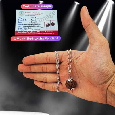Haven gemsstone NATURAL 6 MUKHI ORIGINAL RUDRAKSHA NEPALI ORIGINAL FOR MEN AND WOMEN Silver Beads Brass, Wood Pendant