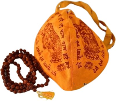 Third Eye 108+1 Panchmukhi rudraksha mala with gomukhi japa bag for mantra jaap Wood Locket Set