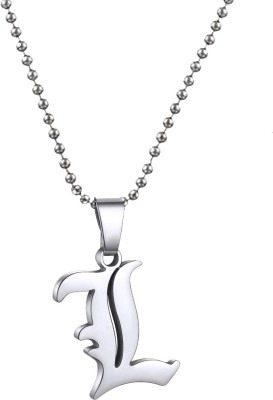 Sullery Personalised Old English Initial L Alphabet Letter Gothic Necklace Sterling Silver Stainless Steel Pendant