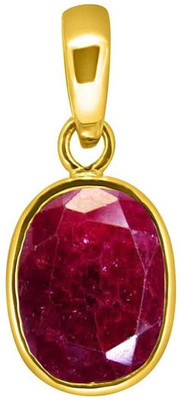 Gemzonite Natural Ruby Pendant A+ Quality Gemstone For Men & Women Gold-plated Ruby Stone Pendant Set