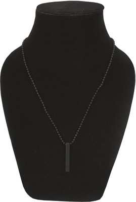 Astrootalk (Set Of 2 Pcs) Black 3D Vertical Bar Cuboid Stick Custom Name Pendant Locket Stainless Steel Pendant