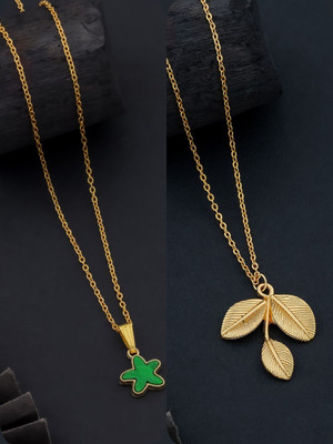 Dressberry Elegant Pack of 2 Necklace Chains – Must-Have Collection Gold-plated Brass Pendant Set