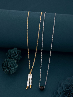 Divastri jewellery one gram gold plated Eyes shapde combo2 Gold-plated Pearl Brass Pendant Set