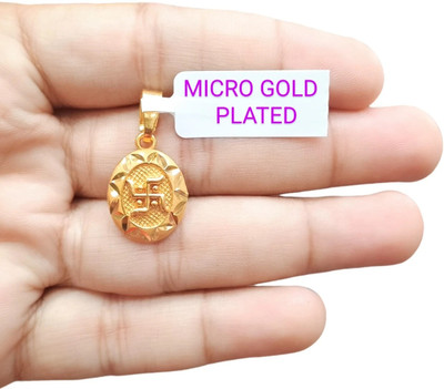 SAPNAPALACE SWASTIK OVAL DESIGN PENDANT WITH MICRO GOLD PLATED Gold-plated Brass Locket