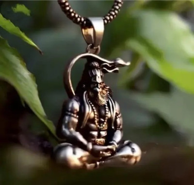 AKsells Men's Silver Chain with Hanuman Pendant Rhodium, Silver Silver Brass Locket Set