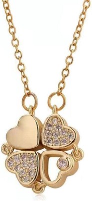 MEENAZ Magnetic Hearts 4 Lovers Pendant Necklace For Women Girls Locket ad cz Stylish Cubic Zirconia, Diamond, Crystal, Zircon Platinum, Gold-plated Plated Brass, Metal, Crystal, Copper, Alloy, Stainless Steel Necklace