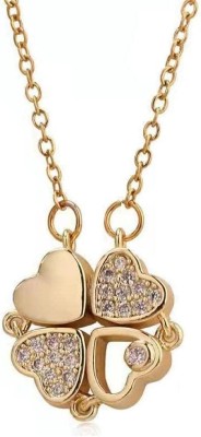 MEENAZ heart pendant for girls women girlfriend love valentine magnetic necklace locket Gold-plated Zircon, Crystal, Diamond, Cubic Zirconia Metal, Alloy, Copper, Brass, Stainless Steel, Steel Pendant