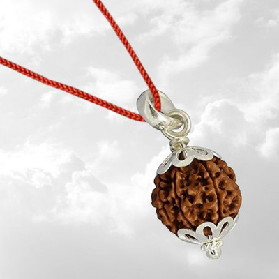 Fine Creation 5 Mukhi Rudraksha Five face Panchmukhi Rudraksha Nepali with Lab Certificate Silver Wood Pendant