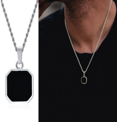 JRISSY Stainless Steel square plate locket black Silver Stainless Steel Locket