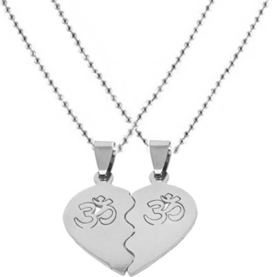 Shiv Jagdamba Yoga Energy Jewelry Couple Broken Heart With 2 Chain Sterling Silver Sterling Silver Stainless Steel Pendant Set