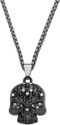 Shiv Jagdamba Biker jewellery viking Gothic Head With Crystal Stone Pendant Necklace Rhodium Zinc, Metal Pendant