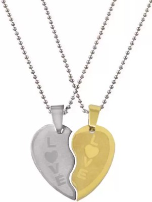 M Men Style Valentine Gift Couple Broken Heart Love Locket Stainless Steel Pendant Set