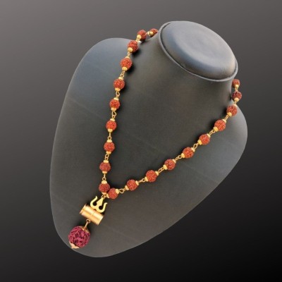 Fine Creation Most Demanded Shiv Symbol Dotted Locket Pendant With Mala Gold-plated Brass Pendant