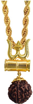 Sullery Lord Shiv Trishul's for Men and Boys with Rope Chain Gold Plated Pendant Stainless Steel Pendant
