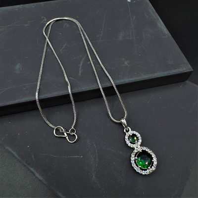 Charms Emerald Grace Chains pandal Sterling Silver Cubic Zirconia Alloy Pendant