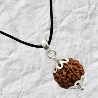 Fine Creation Original 6 Mukhi Rudraksha with Silver Pendant from Nepal Certified by Lab Silver Wood Pendant