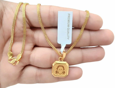 SAPNAPALACE HANUMAN JI GOLD PRINTED PENDANT WITH 2 LINE CHAIN Gold-plated Brass Pendant Set