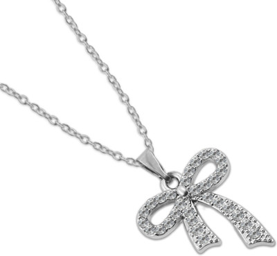 Utkarsh Silver Cubic Zirconia Stainless Steel Pendant