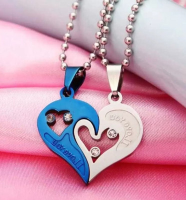 Animated F 682_RR BLUE HRT Stone Pendant Set