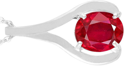 KUSHMIWAL GEMS 8.25 Ratti 7.00 Crt A+ Quality Natural Ruby Manik Ashtadhatu Pendant Silver Ruby Brass Pendant