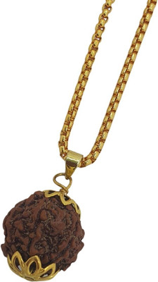 Kripalu store 6 Mukhi Certified Pure Siddha Rudraksha Pendent From Nepal Original Gold-plated Beads Brass, Wood Locket
