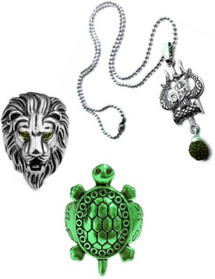 Dynamic Retail Global Shiva Mahadev Mahakal Locket Pendant Necklace Lion & Tortoise Turtle Rings B205U Stainless Steel Pendant Set