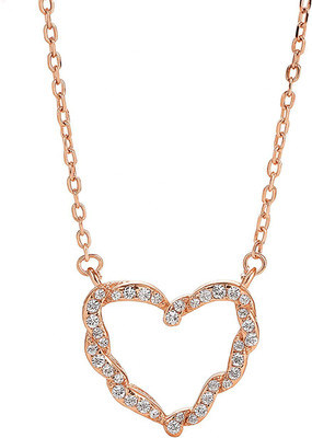 RANISHAA Crystal Heart Pendant Necklace, Rose Gold Chain, Rhinestone Studded Zircon Sterling Silver Pendant