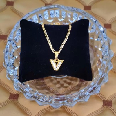 Shiv Jagdamba English Alphabet Initial Charms LetterV Pendant Necklace Chain Brass Brass Pendant