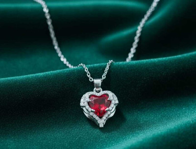 pas korean Desig heart Shape Silver-Plated charm pandant For Girls & Women for party Silver Cubic Zirconia Alloy Pendant