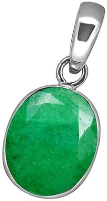 SHAHNUGEMS 6.25 Ratti Certified Created Emerald Panna Pendant/Locket Emerald Brass Pendant