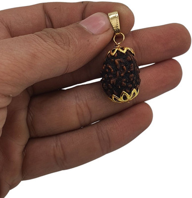 Madhavi Jewellery 3 Mukhi Nepali Rudraksha teen Mukha three Face Mantra Siddha Rudraksh Gold-plated Brass Locket Set