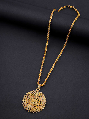 Divastri Gold Plated chian and pendant set Gold-plated Brass Pendant Set