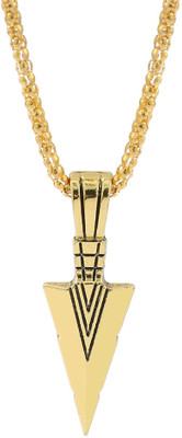RVM Jewels Gold Spear Shape Pendant Chain Necklace Stylish for Boys and Mens Stainless Steel